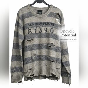 🖤 Harry Potter XY390 Striped Distressed-Ready Sweater - Size Medium